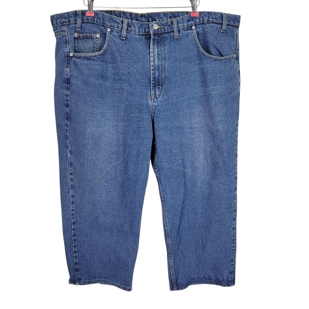 Full Blue Jeans Men Size 48 Fits 48X24 Wide Leg High Rise Cotton Denim Hemmed
